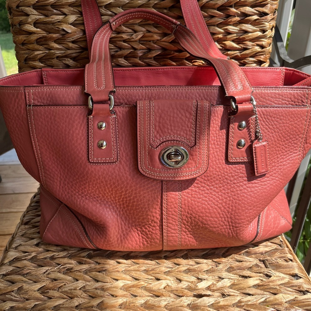 Coach Coral Leather Tote Bag